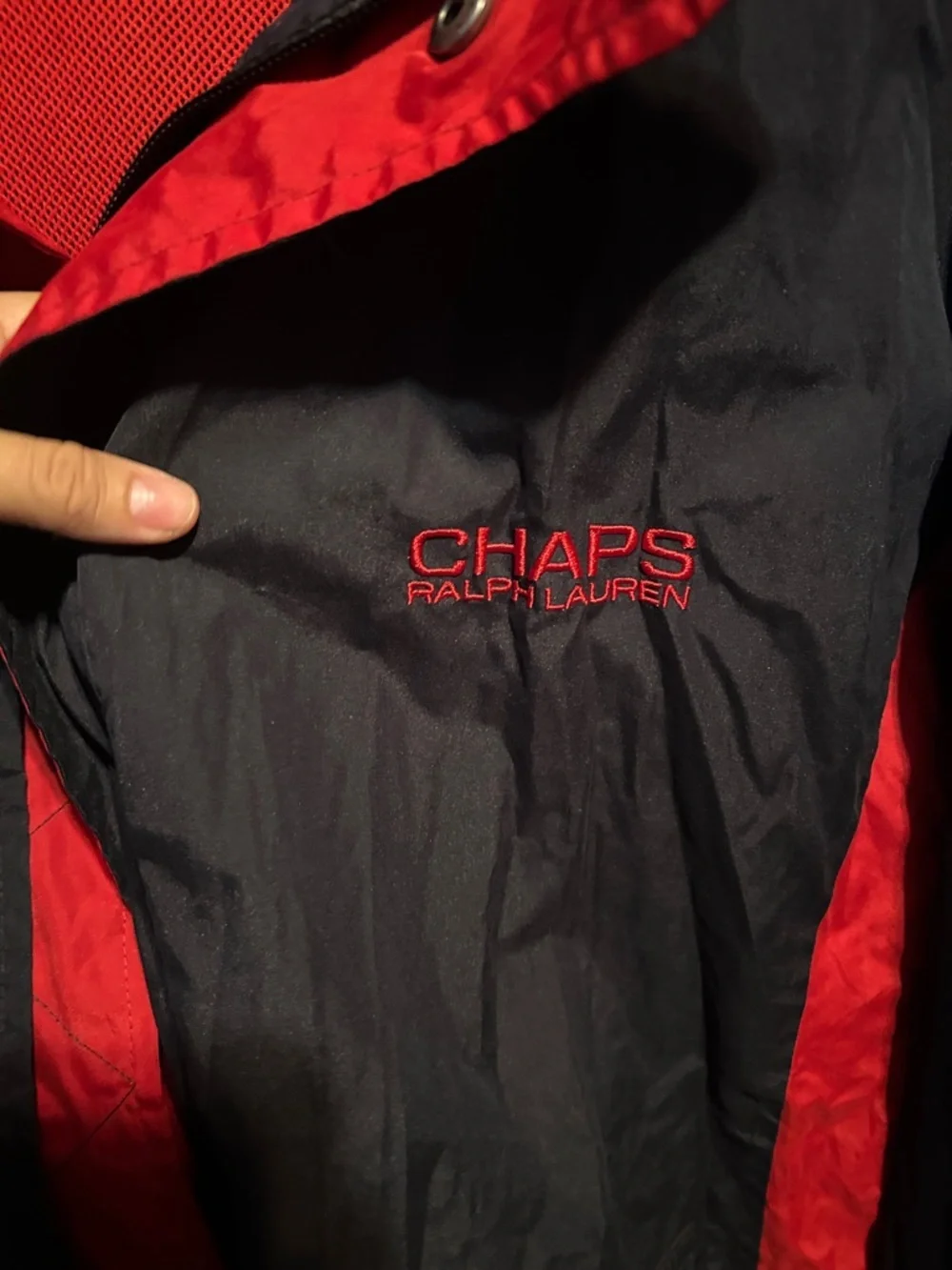 Ralph Lauren chaps Black and Red Hooded Windbreaker Jacket